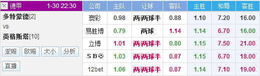 多特蒙德vs因戈尔施塔特前瞻:多特蒙德力擒升班马